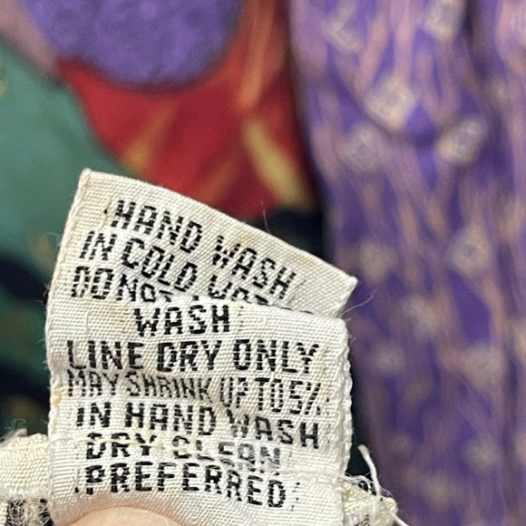 VTG M Polo Tsuru Rayon Kimono Women’s One Size Purple Black Floral Reversible - Picture 7 of 7